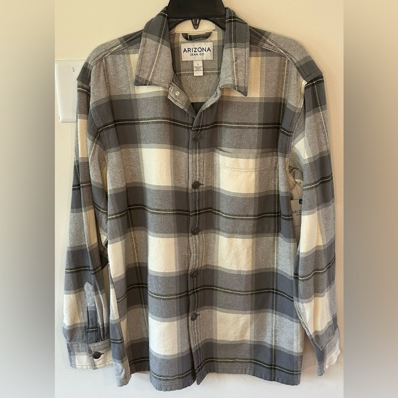 Arizona Jeans Co Men’s Gray Plaid Button Down Long Sleeve Shirt NWT Size… - Picture 1 of 9